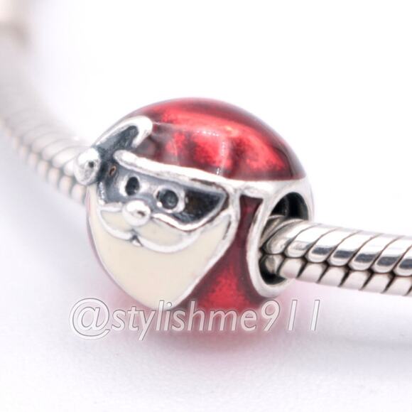 Authentic PANDORA Jolly Round Santa Charm - 791405ENMX - Picture 1 of 13